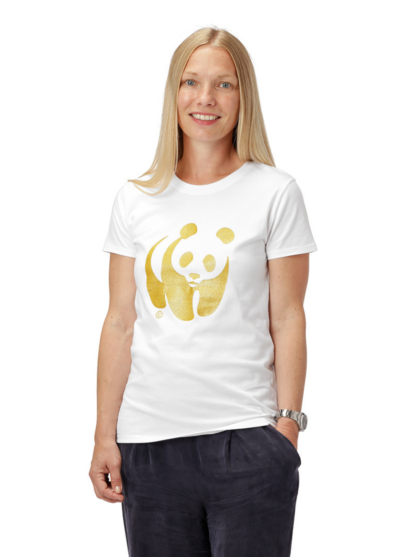 T-shirt med guldpanda