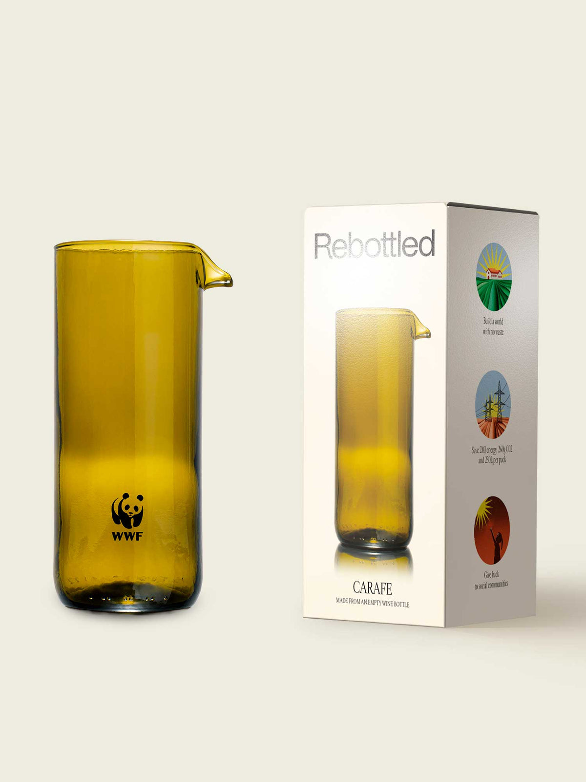 Karaffel af genanvendt glas
