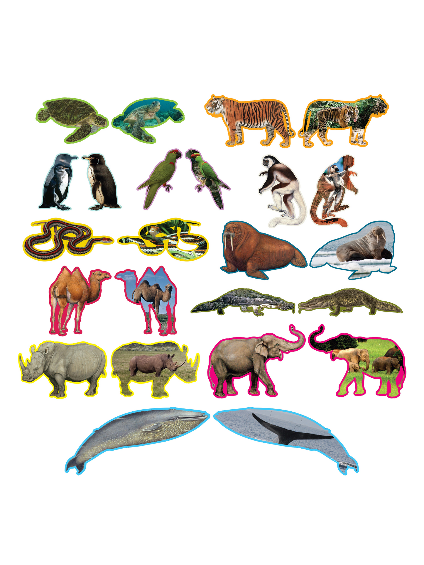 Børnepuslespil med 12 forskellige dyr